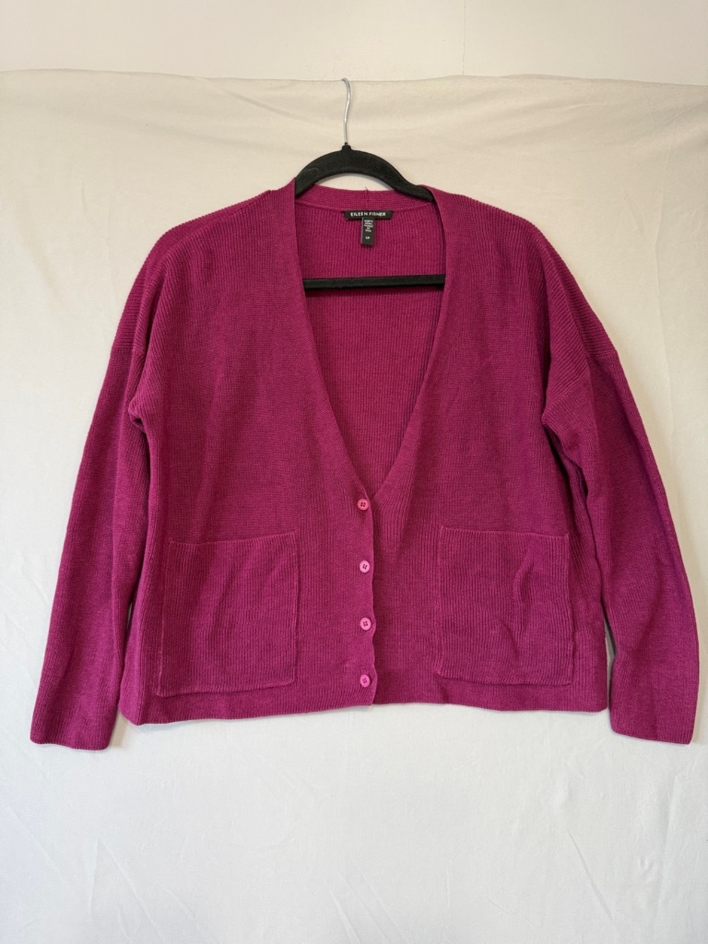Eileen Fisher Womens Organic Linen Cotton V-Neck Cardigan S Quiet Luxury READ - Picture 1 of 8